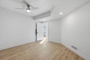 Bright vacant room with ceiling fan 2